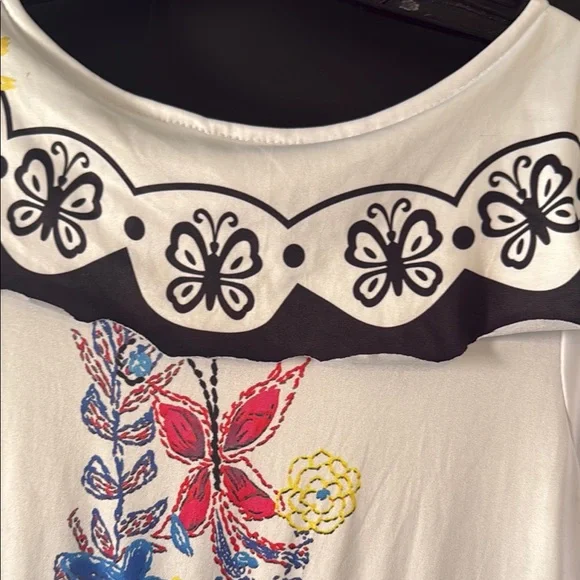 Adult encanto Maribel Floral Dress - White and Blue - Picture 5 of 8